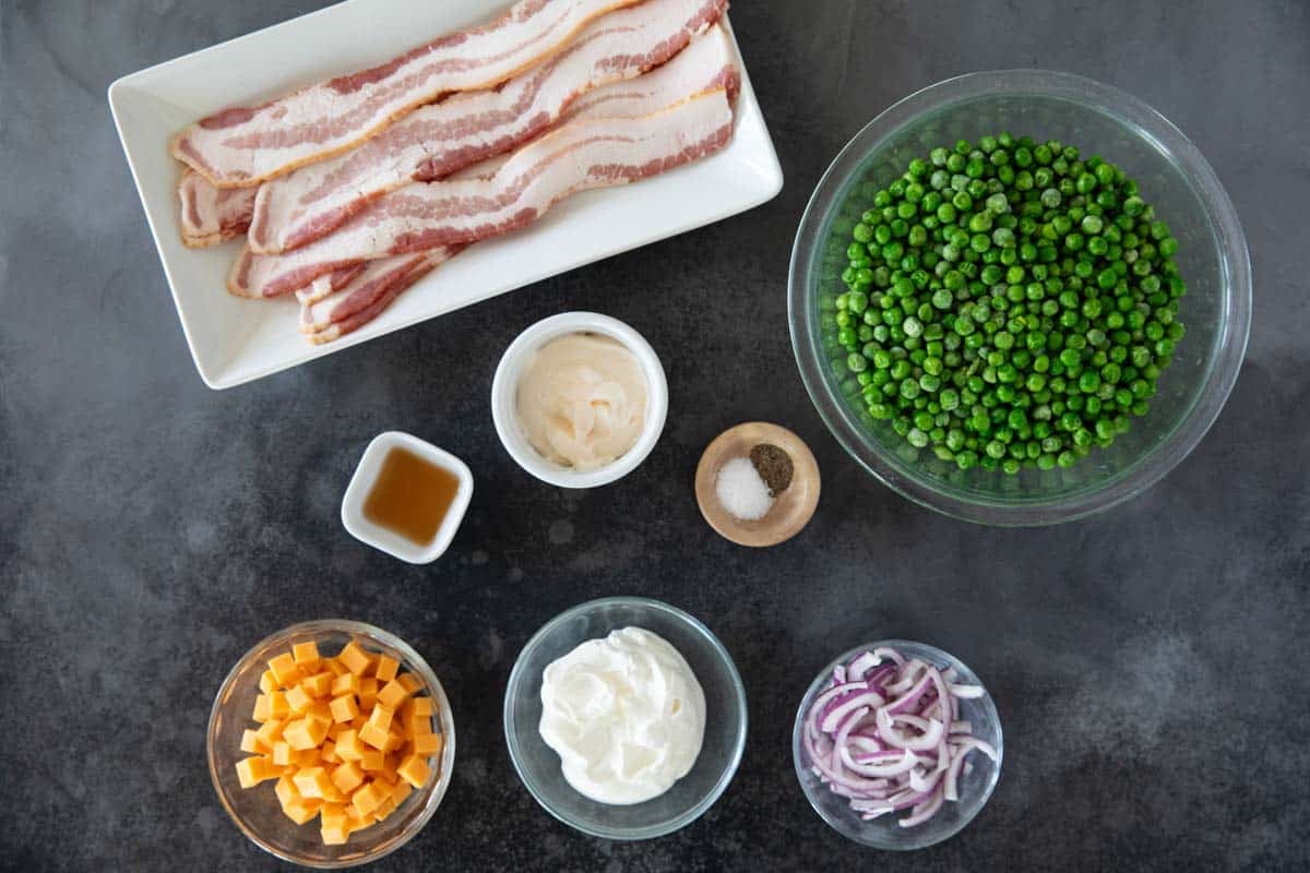Ingredients for pea salad.