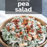 Pea Salad with text overlay.