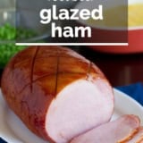 Root Beer Glazed Ham with text overlay.