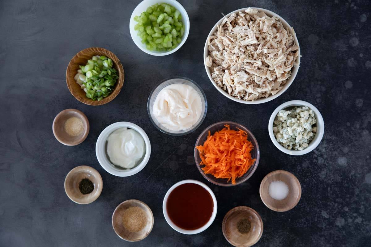 Ingredients for Buffalo Chicken Salad.