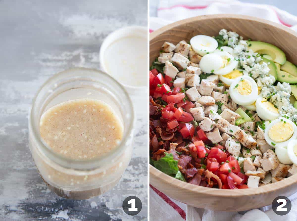Steps to make a Cobb Salad.