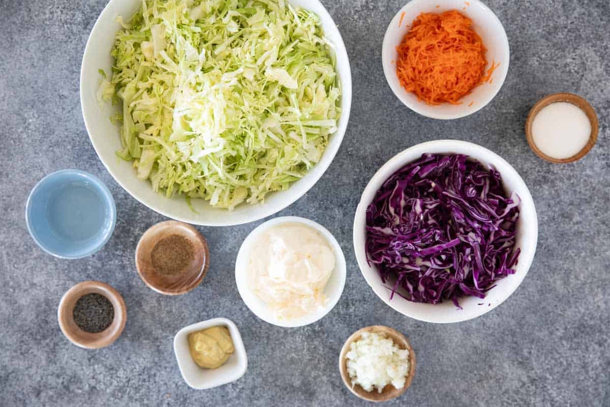 Ingredients to make coleslaw.