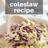 Homemade Coleslaw Recipe with text overlay.
