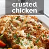 Pretzel Crusted Chicken with text overlay.