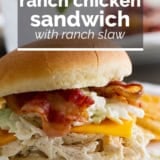 Ranch Chicken Sandwiches with Ranch Slaw with text overlay.