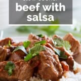 Slow Cooker Beef with Salsa with text overlay.