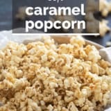 Soft Caramel Popcorn with text overlay.