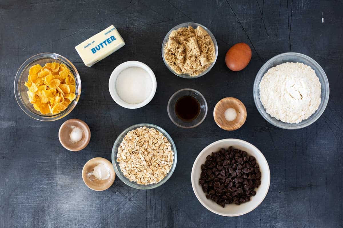 Ingredients to make Cornflake Cookies.