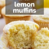 Lemon Muffins with text overlay.
