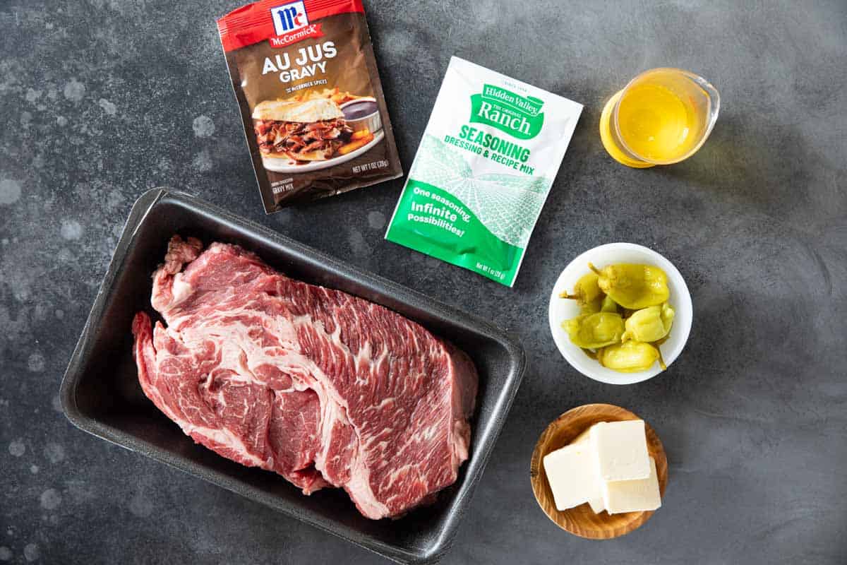 Ingredients for Mississippi Pot Roast.