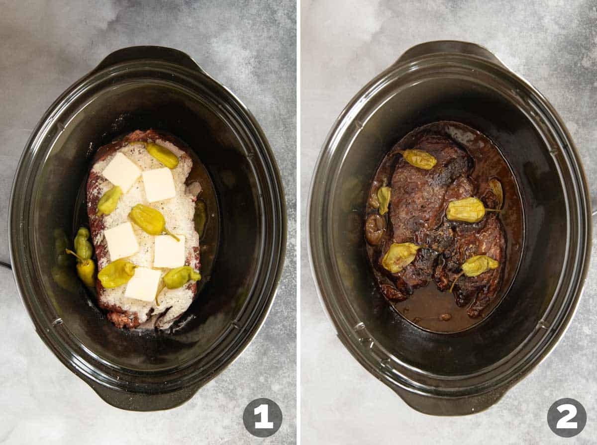 Steps to make Mississippi Pot Roast.