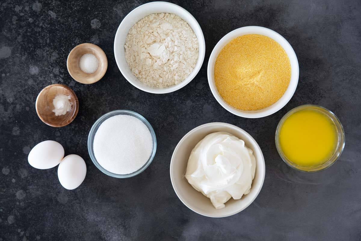 Ingredients for Sour Cream Cornbread.