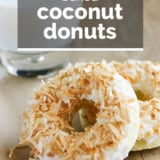 Baked Coconut Donuts with text overlay.