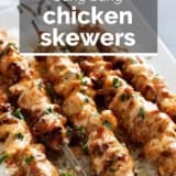 Bang Bang Chicken Skewers with text overlay.