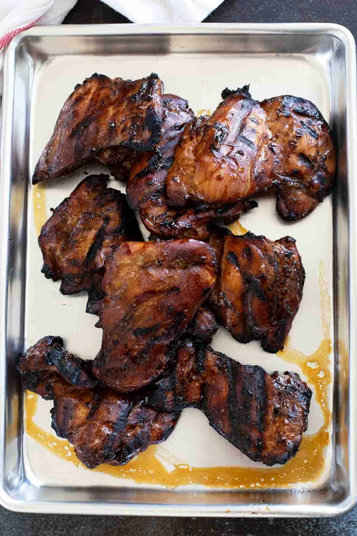 Honey Soy Chicken on a baking sheet.