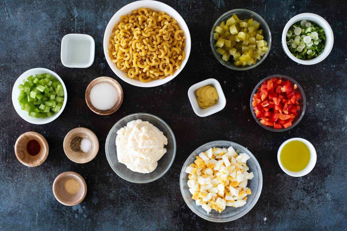 Ingredients for Macaroni Salad.
