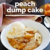 Peach Dump Cake with text overlay.