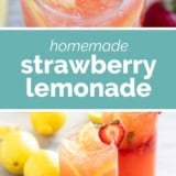 Strawberry Lemonade collage with text bar in the middle.
