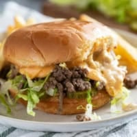 Big Mac Sloppy Joes with ground beef, special sauce, and cheese.