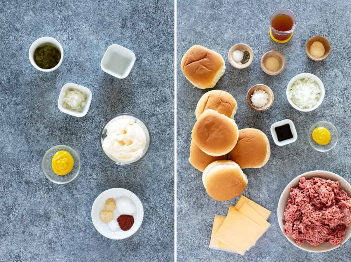 Ingredients to make Big Mac Sloppy Joes.