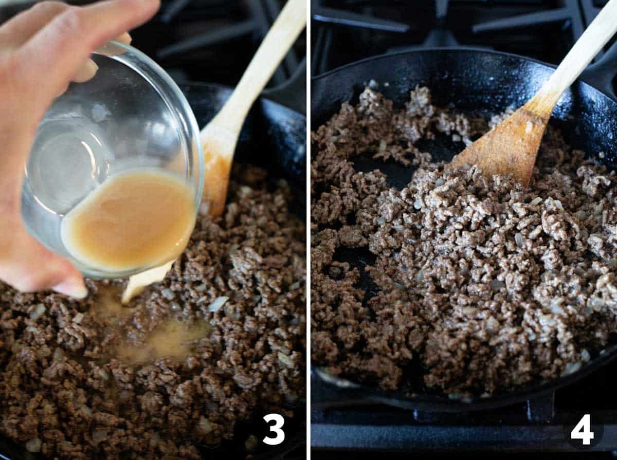 Making the meat for Big Mac Sloppy Joes.