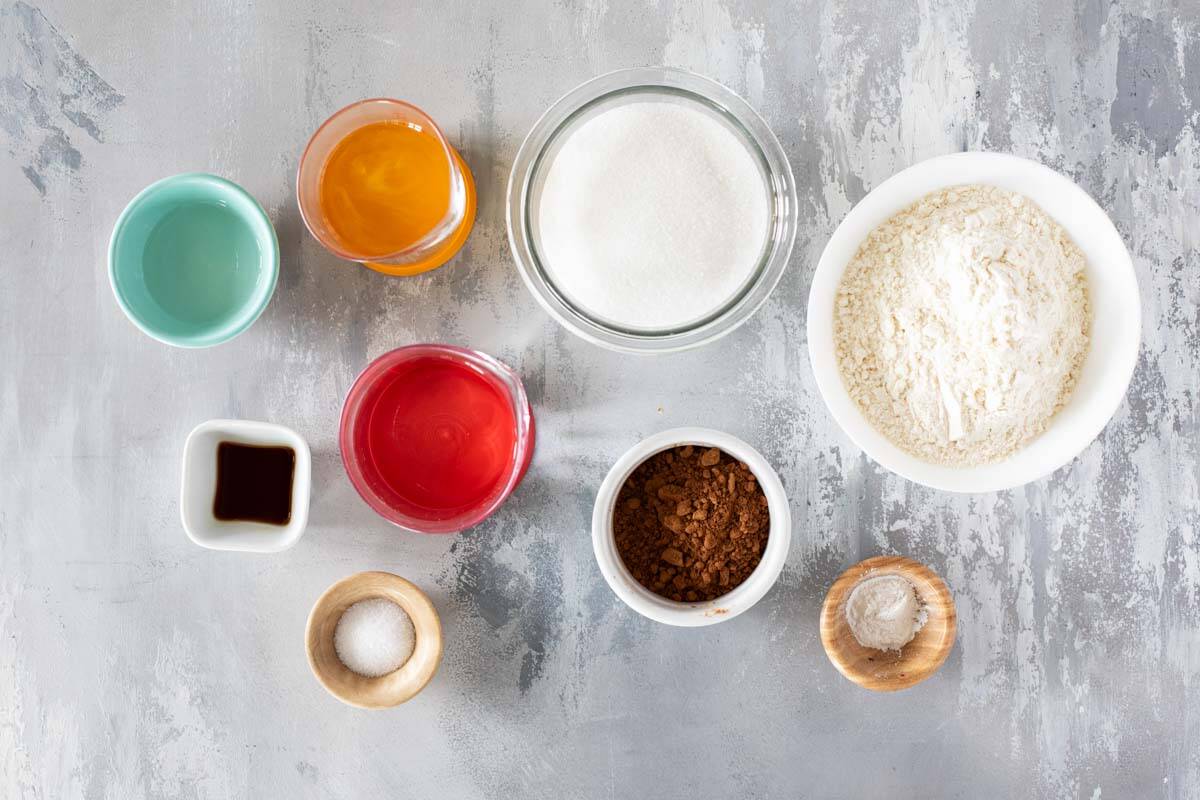 Ingredients for Eggless Chocolate Cupcakes.
