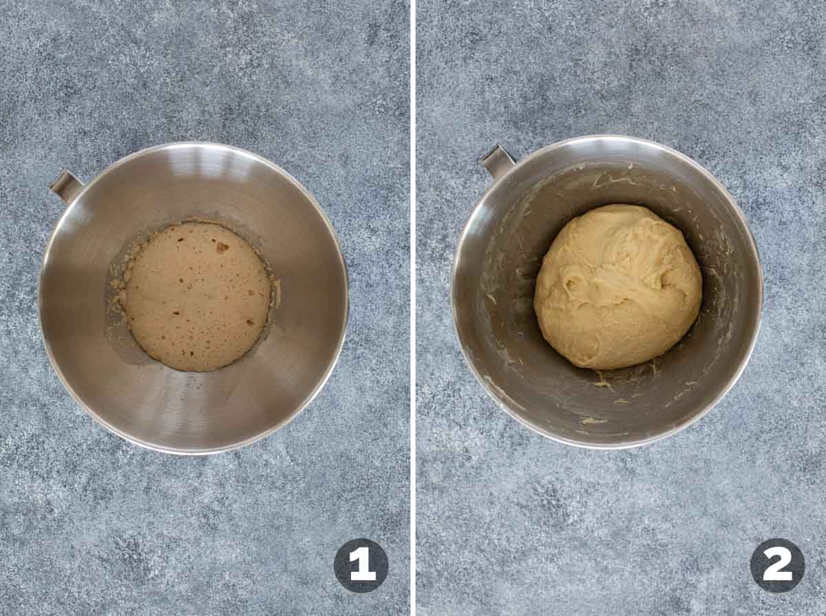 Steps to make homemade donut dough.