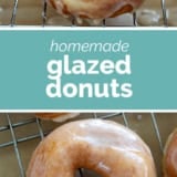 Glazed Donuts collage with text bar in the middle.