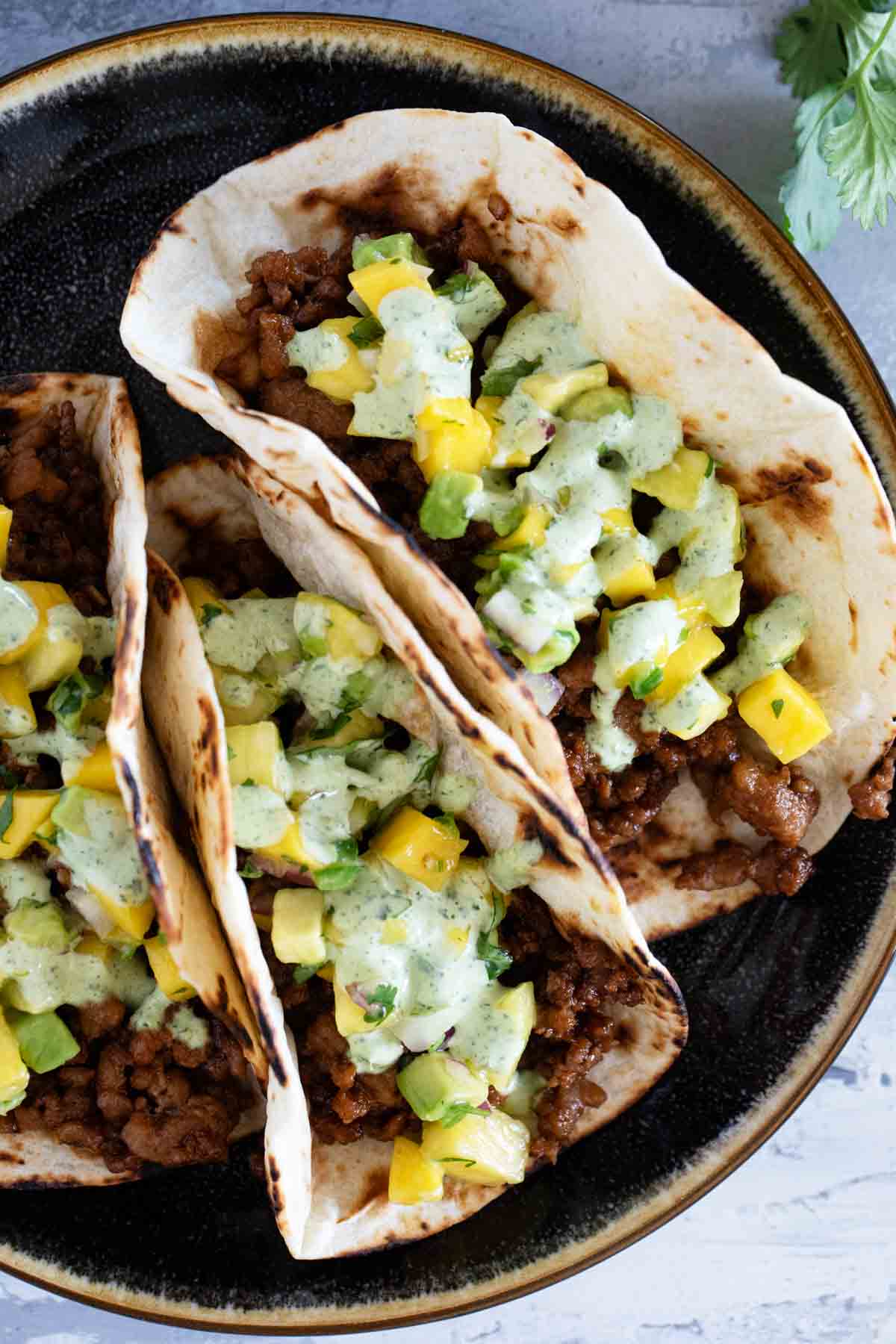Hawaiian Tacos made with ground pork.