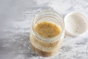 Making dressing for Italian Pasta Salad.