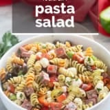 Italian Pasta Salad with text overlay.