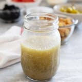 Olive Garden Salad Dressing in a mason jar.