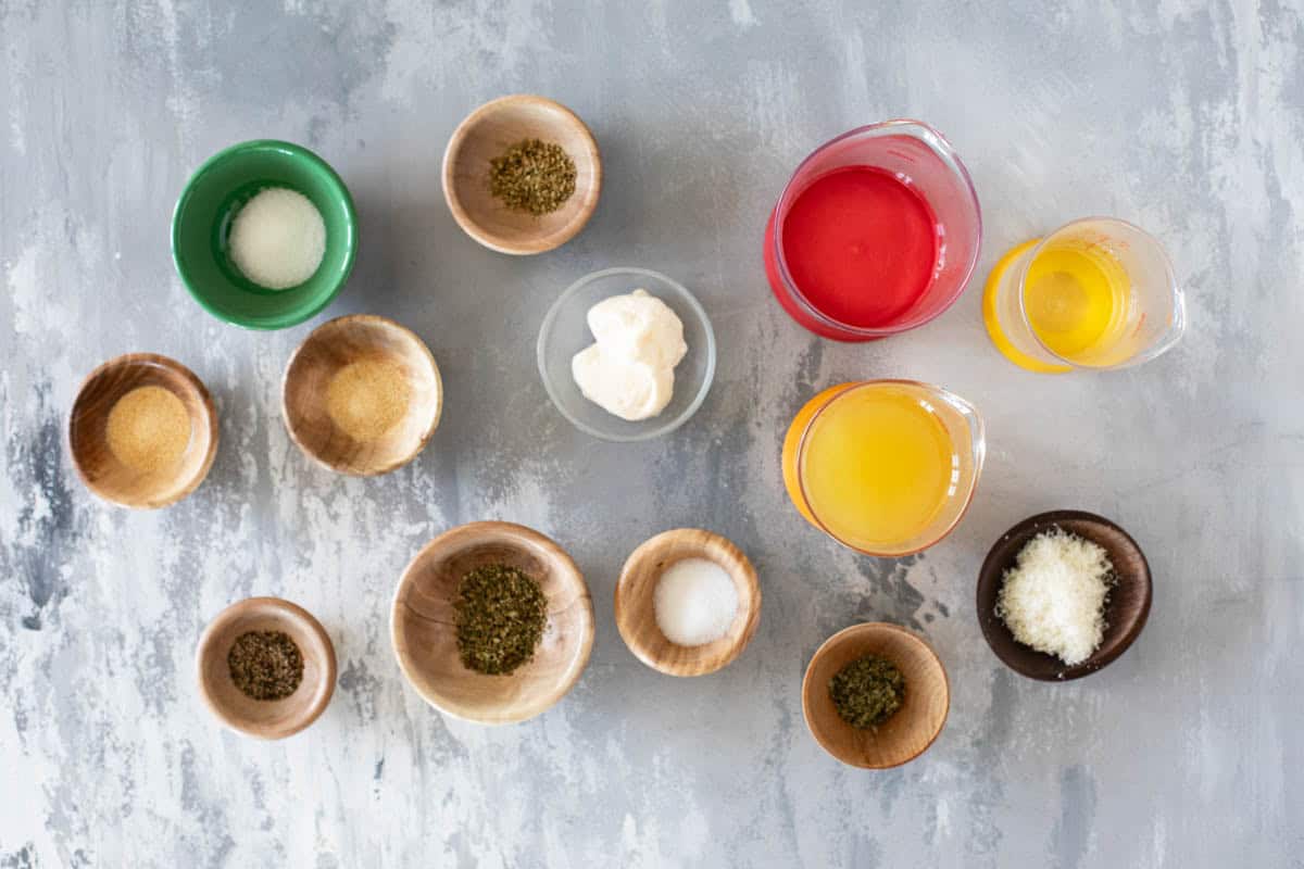 Ingredients for Olive Garden Salad Dressing recipe.