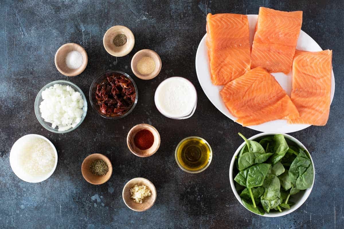 Ingredients for Tuscan Salmon.