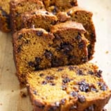 Slices of Pumpkin Chocolate Chip Bread.