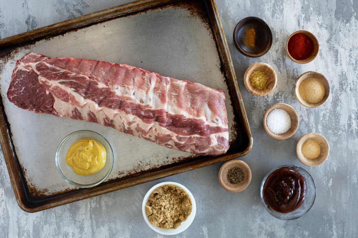 Ingredients to make Smoked Ribs.