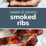 Smoked Ribs collage with text bar in the middle.