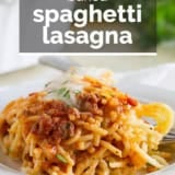 Spaghetti Lasagna with text overlay.