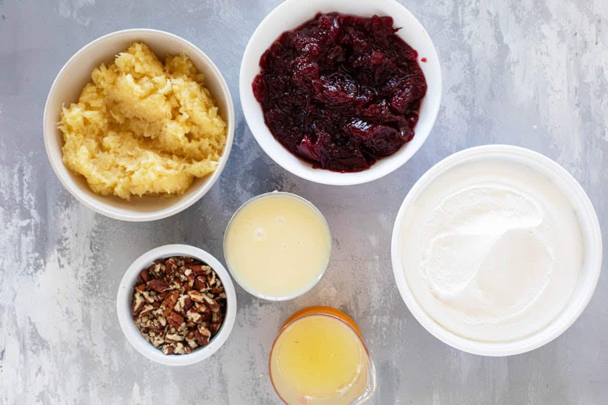Ingredients for Cranberry Salad.