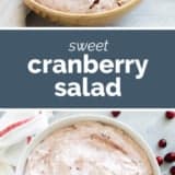 Cranberry Salad collage with text bar in the middle.