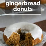 Glazed Gingerbread Baked Donuts with text overlay.