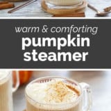 Pumpkin Steamer collage with text bar in the middle.