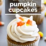 Quick and Easy Pumpkin Cupcakes with text overlay.