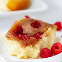 Raspberry Caramel Sticky Bun with fresh raspberries.