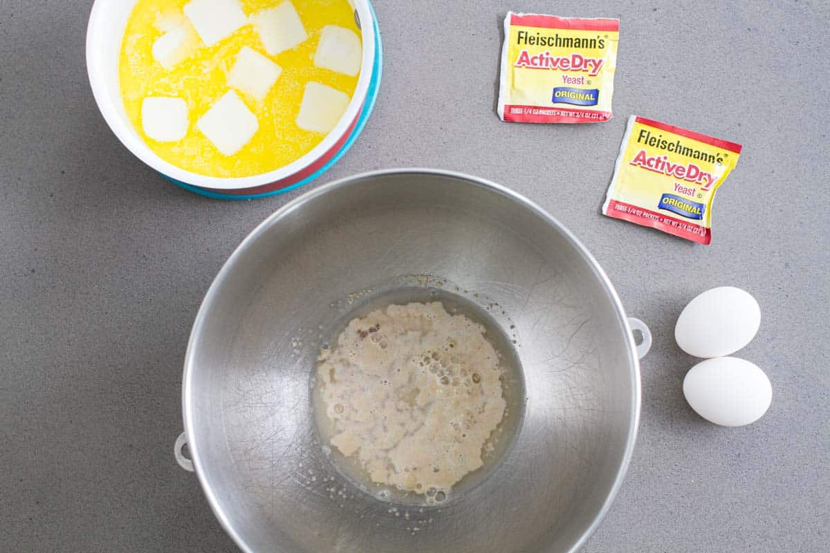 Ingredients for Raspberry Caramel Sticky Buns.