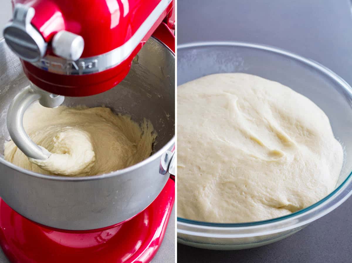 Making and rising dough for Raspberry Caramel Sticky Buns.