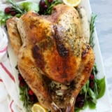 Full Roast Turkey on a serving platter.