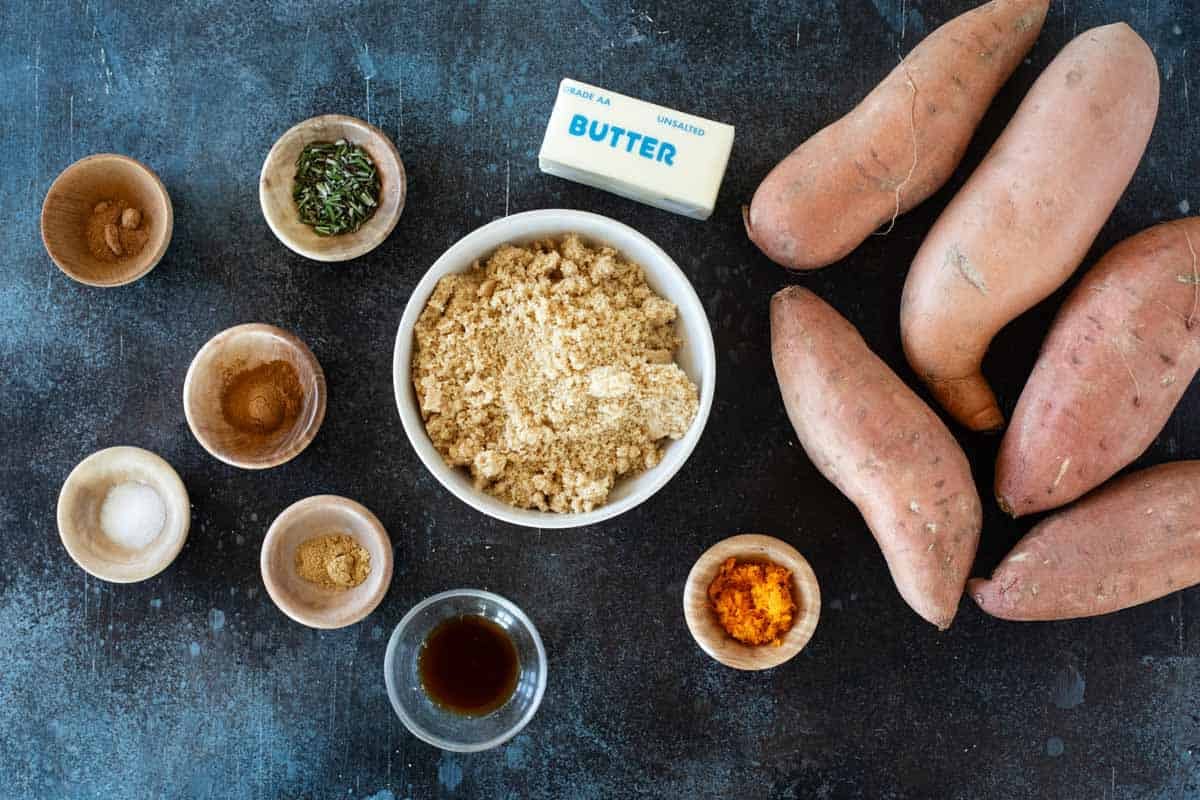 Ingredients for Candied Sweet Potatoes.