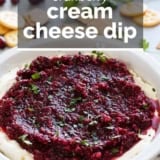 Cranberry Cream Cheese Dip with text overlay.