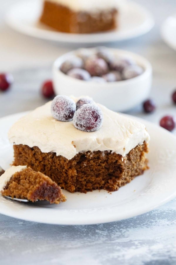 Gingerbread Cake with a bite taken from it.
